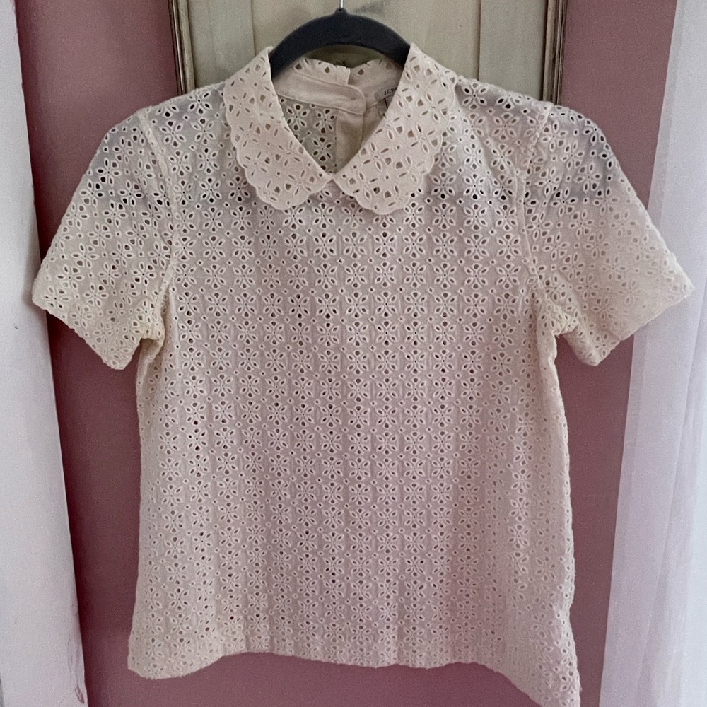 J. Crew White Eyelet Blouse